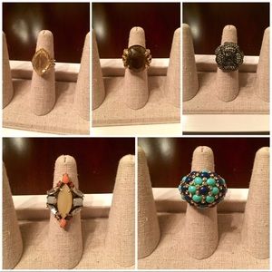 Set of 5 adjustable cocktail rings